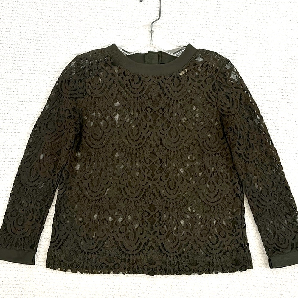 BANANA REPUBLIC CORDED LACE, GREEN BLOUSE WITH BACK BUTTONS- SIZE XS - Picture 14 of 17